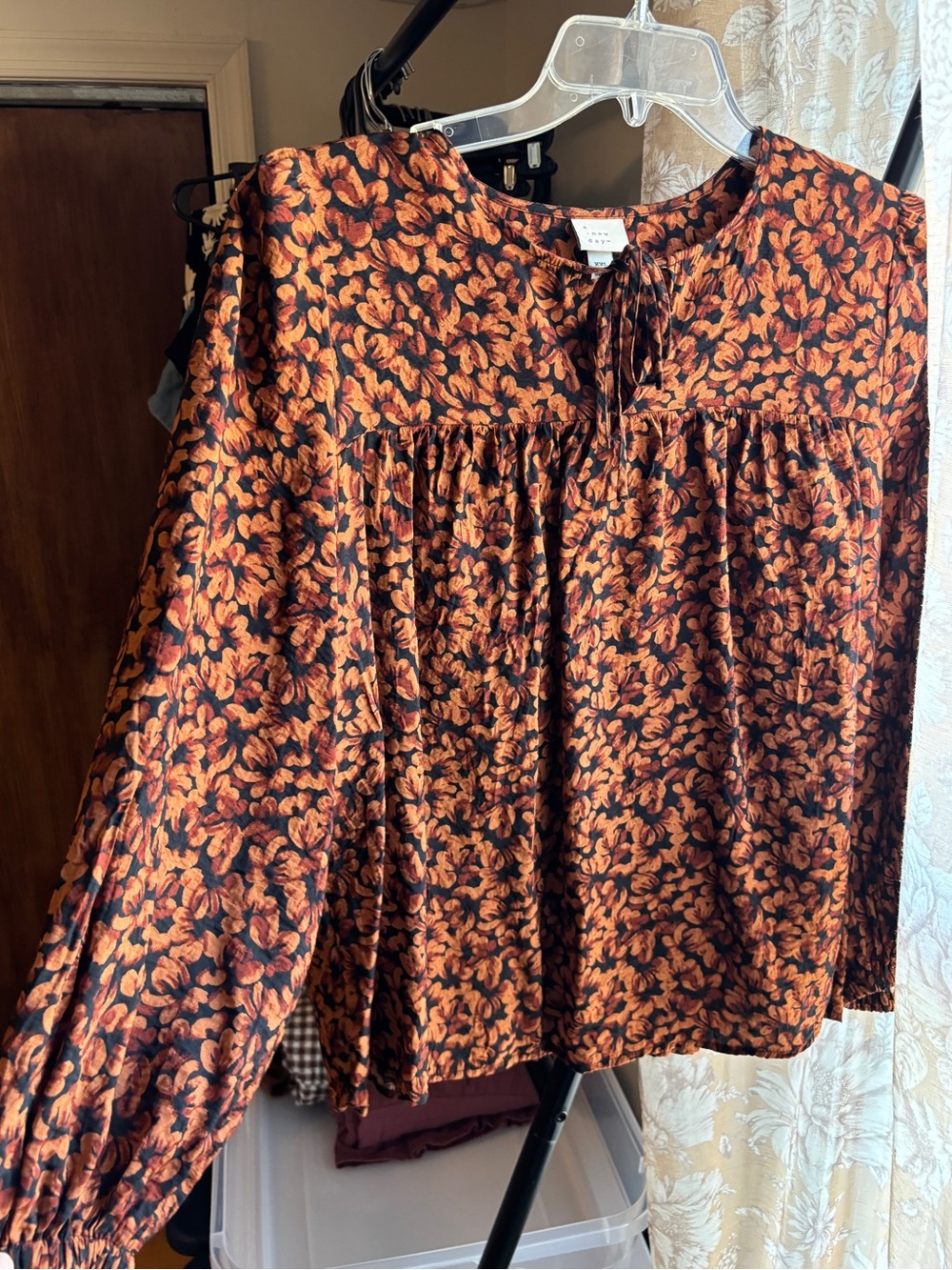 EUC A New Day Floral Tie Front Boho Peasant Blouse | Women’s Plus XXL